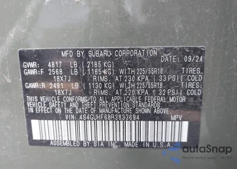 2024 Subaru Crosstrek Sport from USA, damaged, VIN 4S4GUHF68R3833694